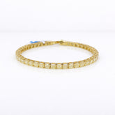 Asscher Shape 0.29 up Fancy Yellow VVS-VS - 18K Yellow Gold Tennis Bracelet