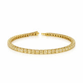 Asscher Shape 0.22 up Fancy Yellow VVS-VS - 18K Yellow Gold Tennis Bracelet