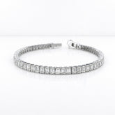 Emerald Shape 0.20 up FG VVS-VS - 18K White Gold Tennis Bracelet