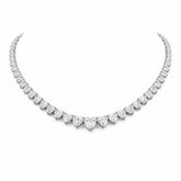 Heart Shape EFG VVS-VS - 18K White Gold Tennis Graduation Necklace
