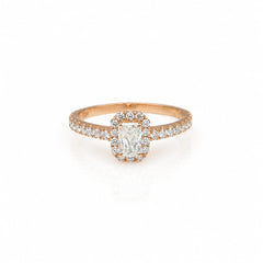 Radiant Shape 18K Rose Gold Ring With Round Shape Side Diamonds