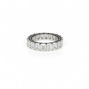 Emerald Shape 0.32 up GH VVS-VS - 18K White Gold Eternity Ring