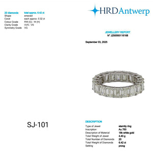 Emerald Shape 0.32 up GH VVS-VS - 18K White Gold Eternity Ring