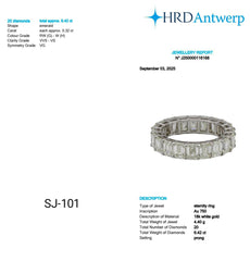 Emerald Shape 0.32 up GH VVS-VS - 18K White Gold Eternity Ring