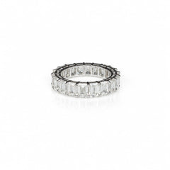 Emerald Shape 0.32 up GH VVS-VS - 18K White Gold Eternity Ring