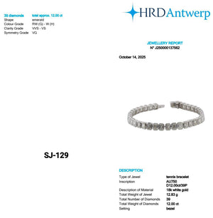 Emerald Shape 0.30 up GH VVS-VS - 18K White Gold Tennis Bracelet