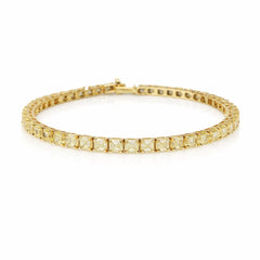 Asscher Shape 0.25 up Fancy Yellow VVS-VS - 18K Yellow Gold Tennis Bracelet