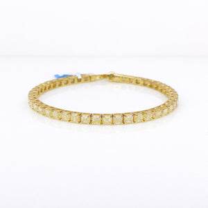 Asscher Shape 0.29 up Fancy Yellow VVS-VS - 18K Yellow Gold Tennis Bracelet