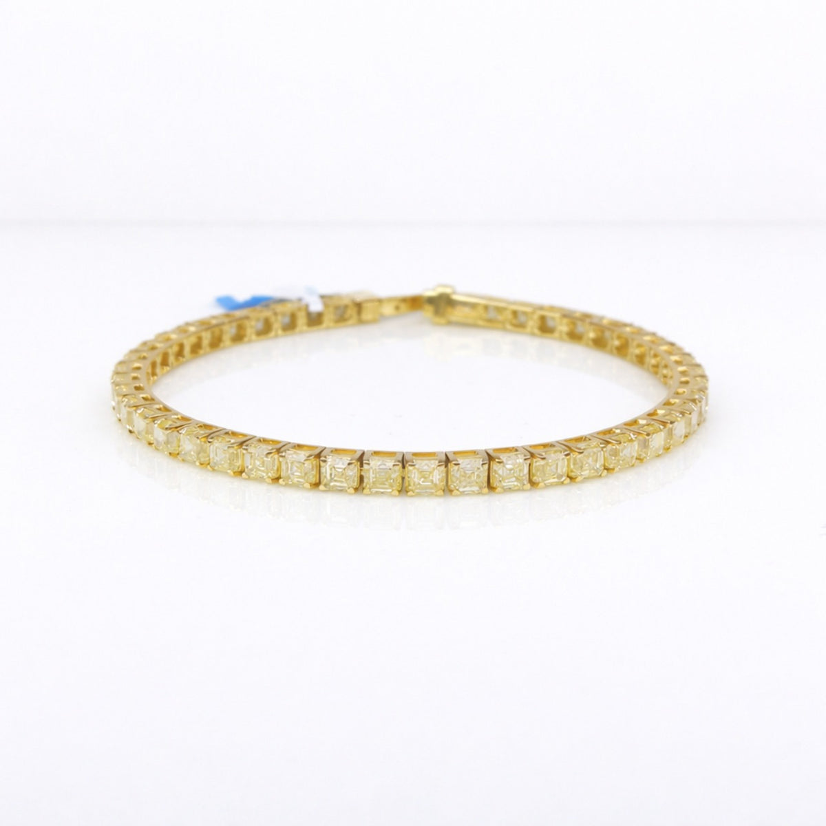 Asscher Shape 0.29 up Fancy Yellow VVS-VS - 18K Yellow Gold Tennis Bracelet