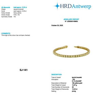 Asscher Shape 0.29 up Fancy Yellow VVS-VS - 18K Yellow Gold Tennis Bracelet