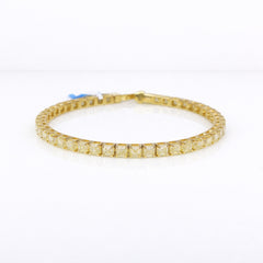 Asscher Shape 0.29 up Fancy Yellow VVS-VS - 18K Yellow Gold Tennis Bracelet