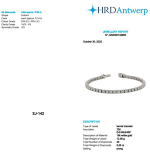 Round Shape 0.14 up EF VVS-VS - 18k White Gold Tennis Bracelet