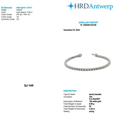Round Shape 0.08 up EF VS - 18k White Gold Tennis Bracelet