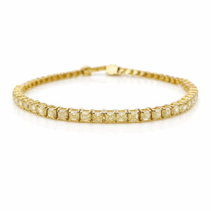 Asscher Shape 0.16 up Fancy Yellow VVS-VS - 18K Yellow Gold Half Setting Tennis Bracelet