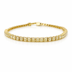 Asscher Shape 0.16 up Fancy Yellow VVS-VS - 18K Yellow Gold Half Setting Tennis Bracelet