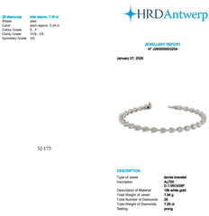 Pear Shape 0.24 up EF VVS-VS - 18K White Gold Tennis Bracelet