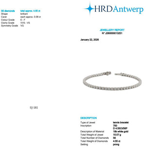 Round Shape 0.08 up EF VVS-VS - 18k White Gold Tennis Bracelet