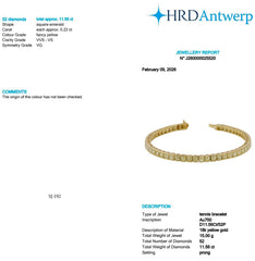Asscher Shape 0.22 up Fancy Yellow VVS-VS - 18K Yellow Gold Tennis Bracelet