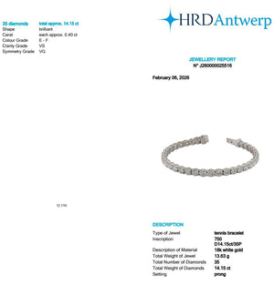Round Shape 0.40 up EF VS - 18k White Gold Tennis Bracelet