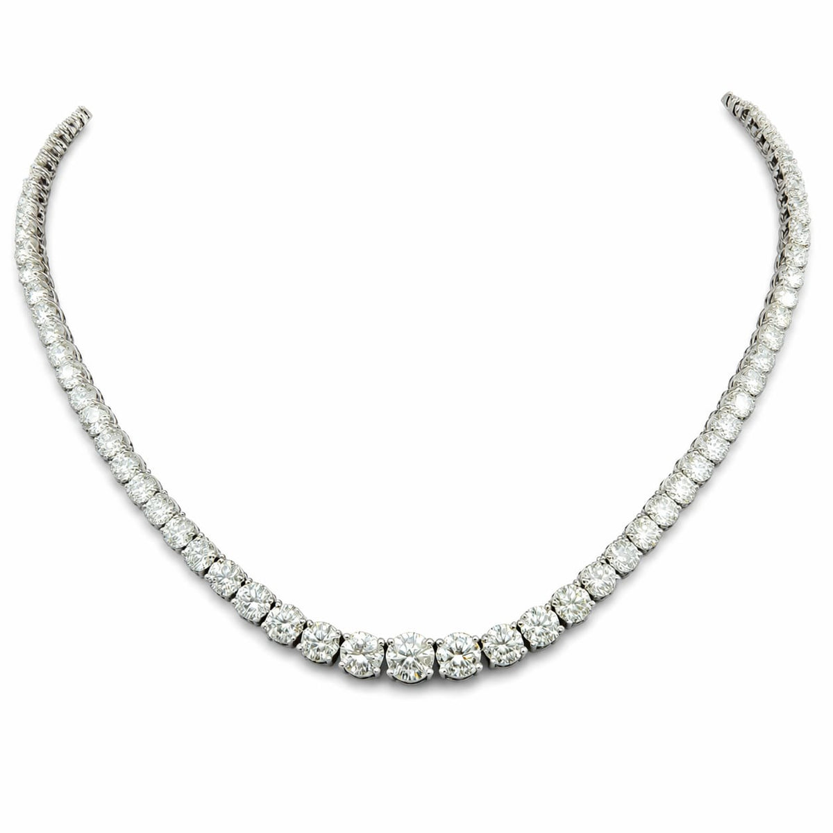 Round Shape 0.20 to 1.10 cts GH VS - 18K White Gold Graduation Tennis Necklace