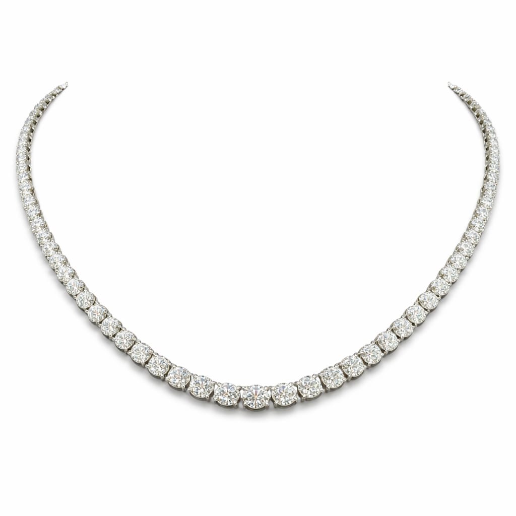 Round Shape 0.20 to 0.66 cts GH VS - 18K White Gold Graduation Tennis Necklace
