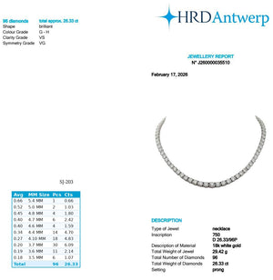 Round Shape 0.20 to 0.66 cts GH VS - 18K White Gold Graduation Tennis Necklace