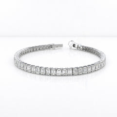 Emerald Shape 0.20 up FG VVS-VS - 18K White Gold Tennis Bracelet