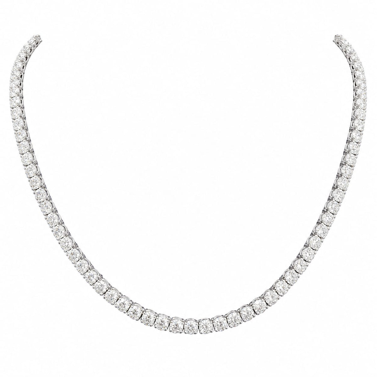 Round Shape 0.30 up EFG VVS-VS - 18K White Gold Tennis Necklace