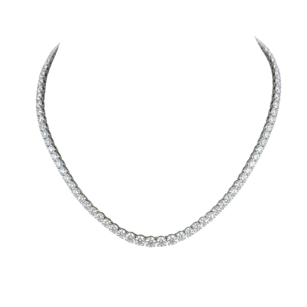 Round Shape 0.20 to 0.50 cts EF VVS-VS - 18K White Gold Graduation Tennis Necklace