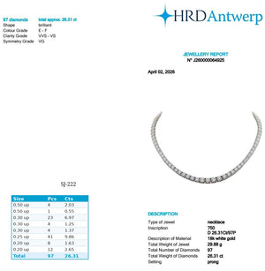 Round Shape 0.20 to 0.50 cts EF VVS-VS - 18K White Gold Graduation Tennis Necklace