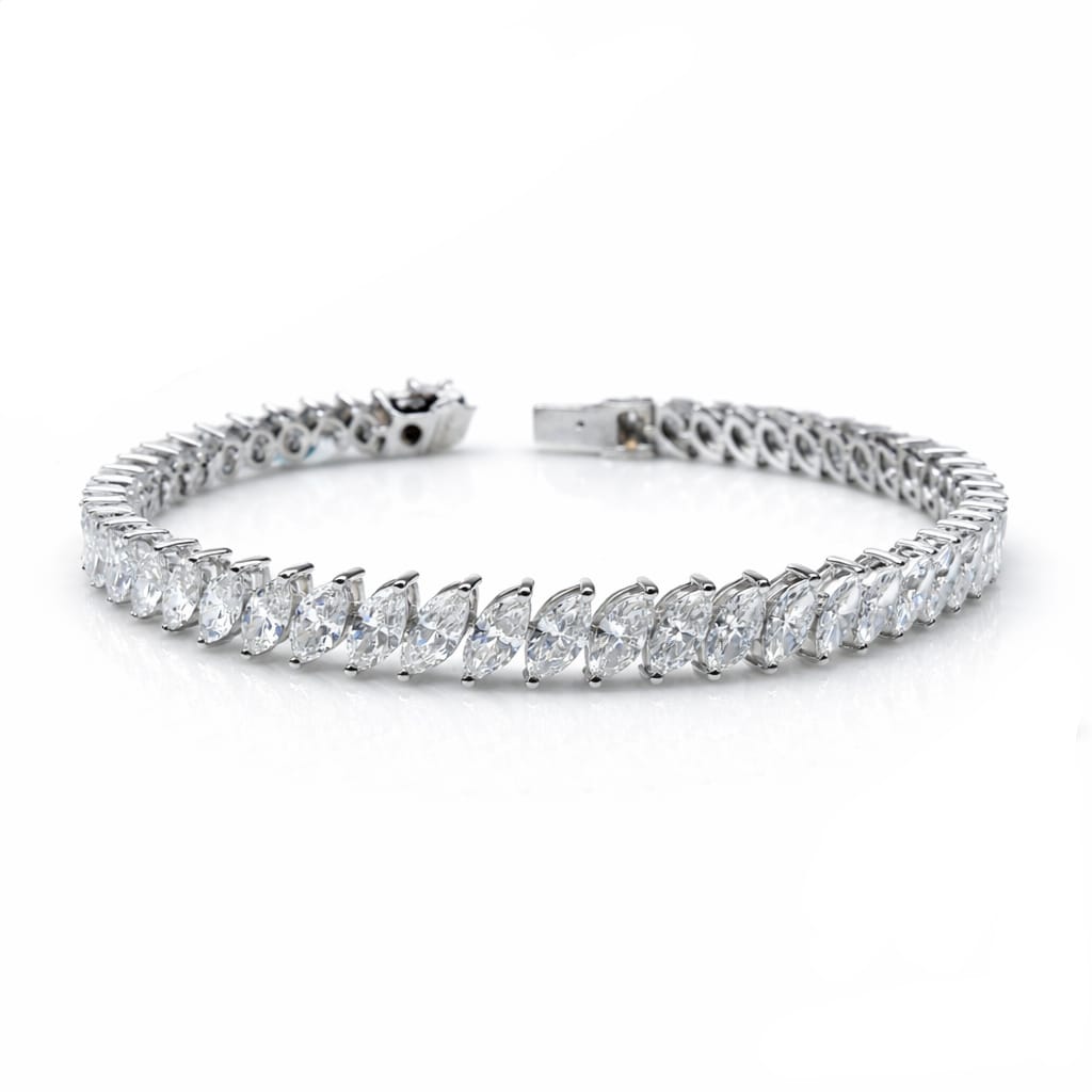 Marquise Shape 0.20 up EF VS - 18K White Gold Tennis Bracelet