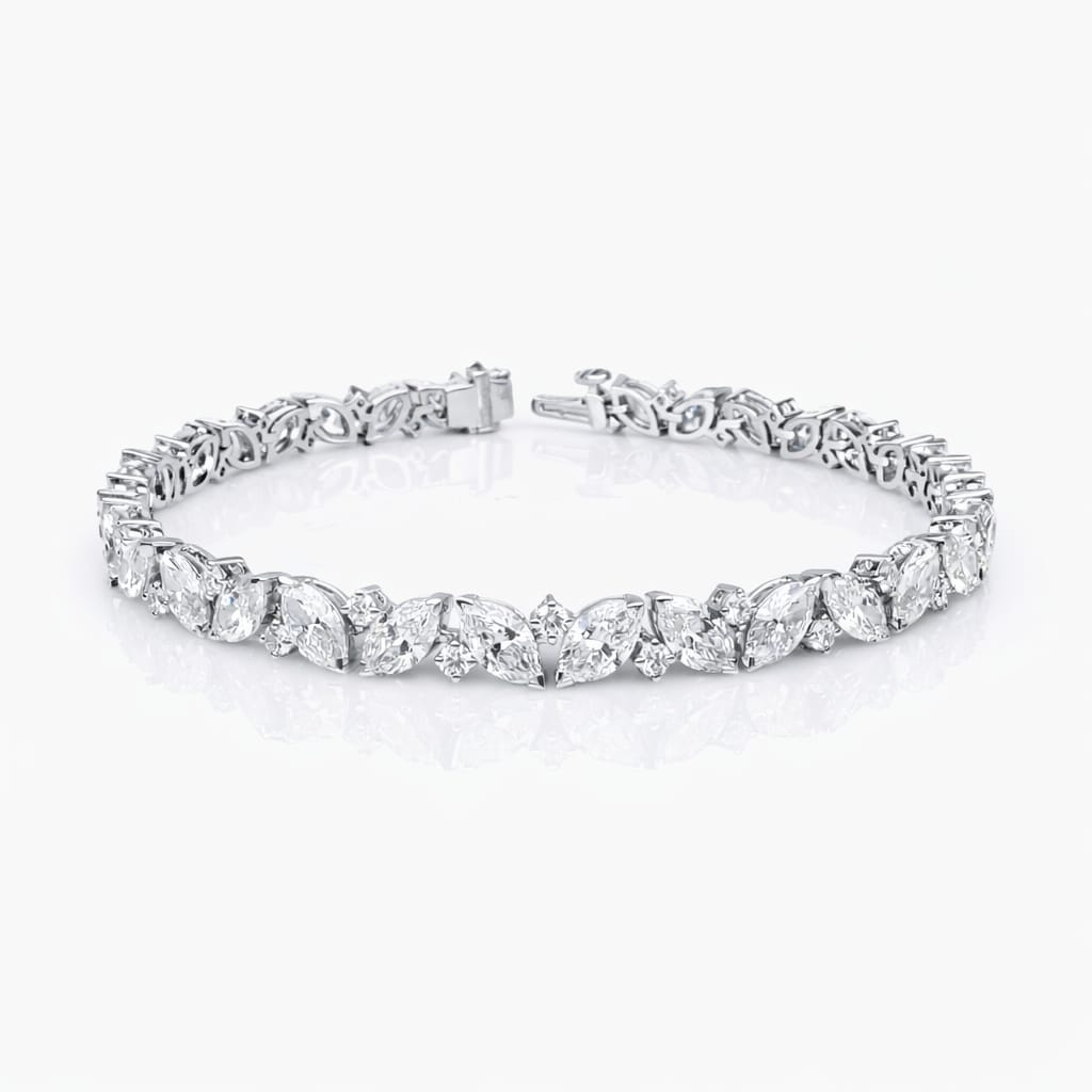 Marquise & Round Shape 0.30 up EF VVS-VS - 18k White Gold Tennis Bracelet