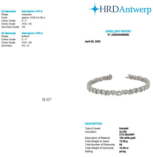 Marquise & Round Shape 0.30 up EF VVS-VS - 18k White Gold Tennis Bracelet