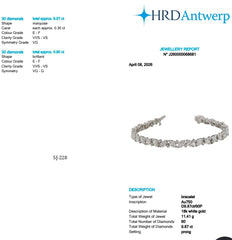 Marquise & Round Shape 0.30 up EF VVS-VS - 18k White Gold Tennis Bracelet
