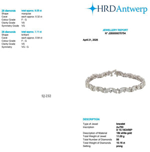 Marquise & Round Shape 0.32 up FG VS - 18k White Gold Tennis Bracelet