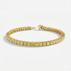 Cushion Shape 0.19 up Fancy Yellow VVS-VS - 18K Yellow Gold Tennis Bracelet