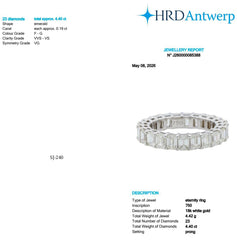 Emerald Shape 0.19 up FG VVS-VS - 18K White Gold Eternity Ring