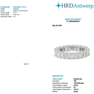 Emerald Shape 0.20 up FG VVS-VS - 18K White Gold Eternity Ring