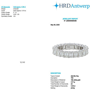 Emerald Shape 0.19 up FG VVS-VS - 18K White Gold Eternity Ring