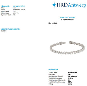 Pear Shape 0.20 up EF VVS-VS - 18K White Gold Tennis Bracelet