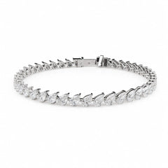 Pear Shape 0.20 up EF VVS-VS - 18K White Gold Tennis Bracelet