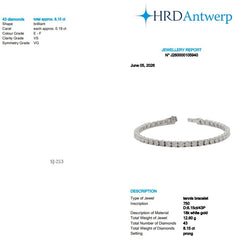 Round Shape 0.19 up EF VS - 18k White Gold Tennis Bracelet