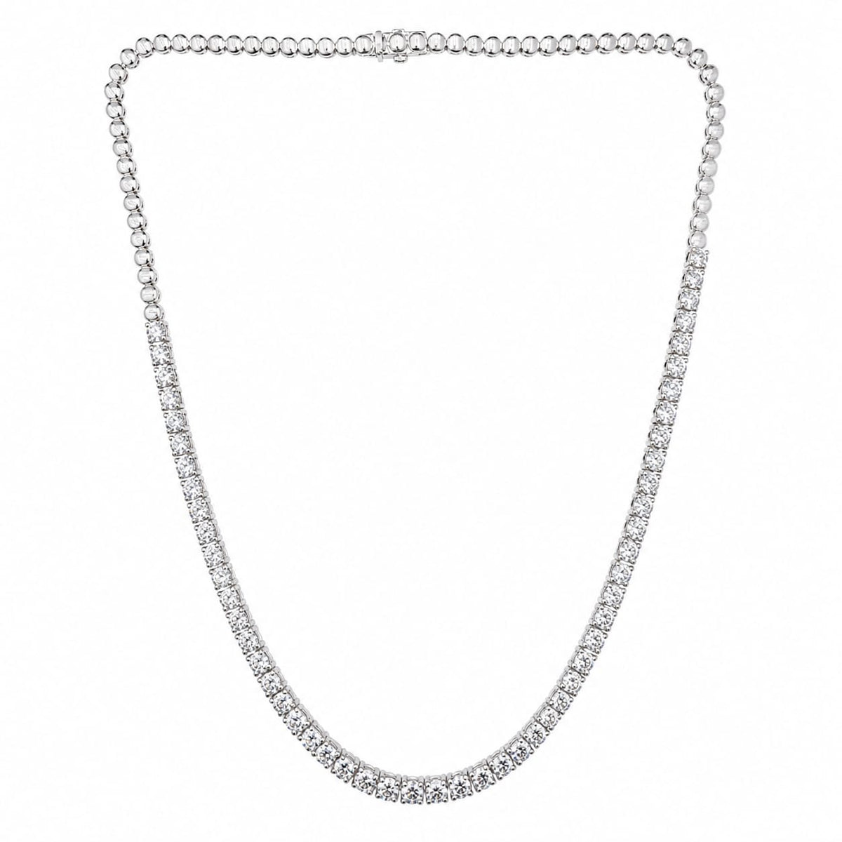 Round Shape 0.19 up EF VVS-VS - 18K White Gold Half Tennis Necklace