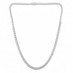 Round Shape 0.19 up EF VVS-VS - 18K White Gold Half Tennis Necklace