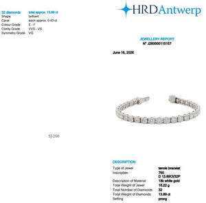 Round Shape 0.43 up EF VVS-VS - 18k White Gold Tennis Bracelet