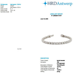 Round Shape 0.43 up EF VVS-VS - 18k White Gold Tennis Bracelet