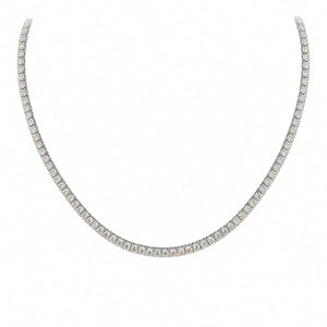 Round Shape 0.09 up EF VVS-VS - 18K White Gold Tennis Necklace
