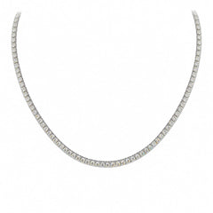 Round Shape 0.11 up EF VVS-VS - 18K White Gold Tennis Necklace