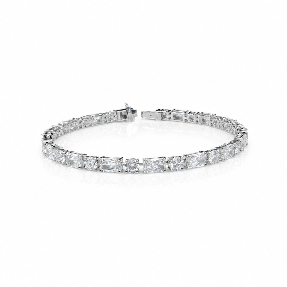 Radiant Shape 0.40 up & Round Shape 0.22 up FG VVS-VS - 18K White Gold Tennis Bracelet