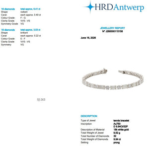 Radiant Shape 0.40 up & Round Shape 0.22 up FG VVS-VS - 18K White Gold Tennis Bracelet